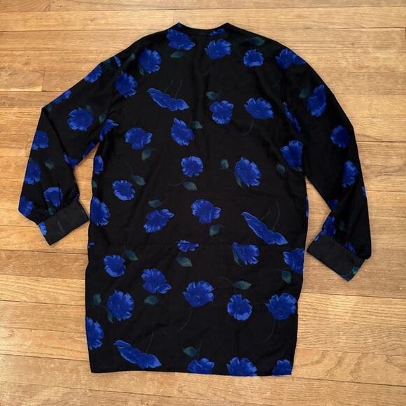 Larry Levine black blue long sleeve tunic size medium M b5 - Picture 4 of 4